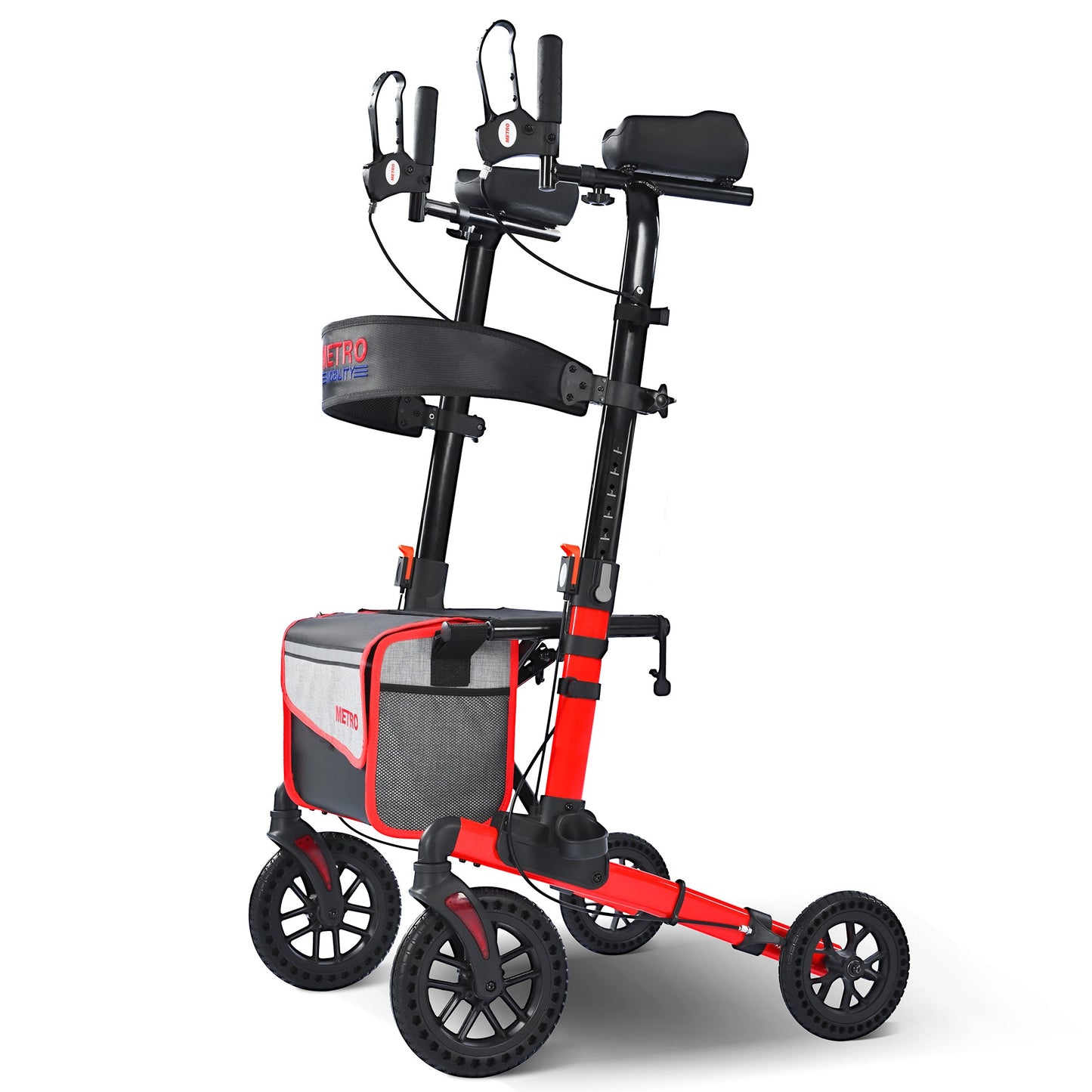 Metro Mobility M905BU Folding Rollator Walker with Seat – All-Terrain Wheels, 300 lb Capacity