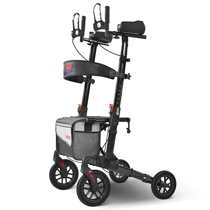 Metro Mobility M905BU Folding Rollator Walker with Seat – All-Terrain Wheels, 300 lb Capacity