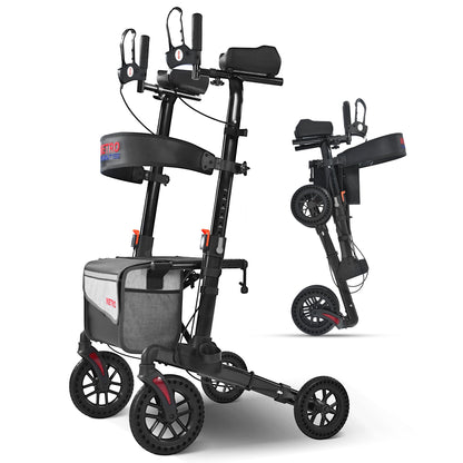 Metro Mobility M905BU Folding Rollator Walker with Seat – All-Terrain Wheels, 300 lb Capacity