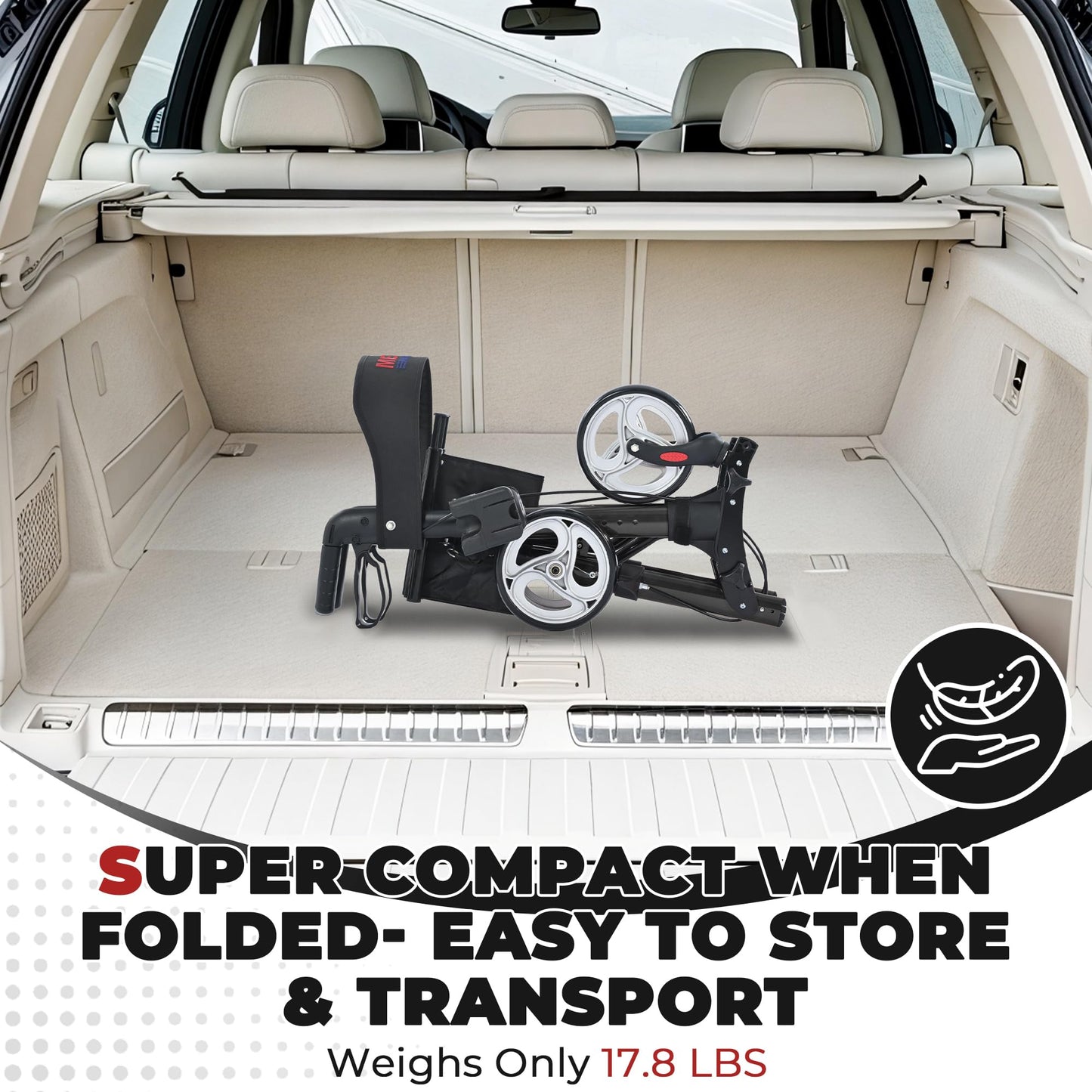 Metro Mobility – Foldable with Seat, 8" All-Terrain Wheels, Stable & Durable, 300 lb Capacity
