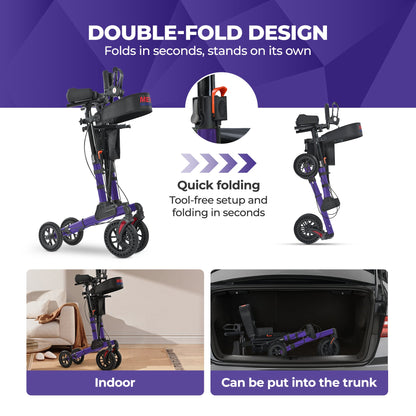 Metro Mobility M905BU Folding Rollator Walker with Seat – All-Terrain Wheels, 300 lb Capacity
