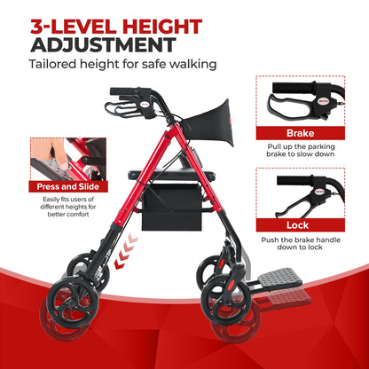 Metro Mobility M913P 2-in-1 Rollator and Transport Wheelchair