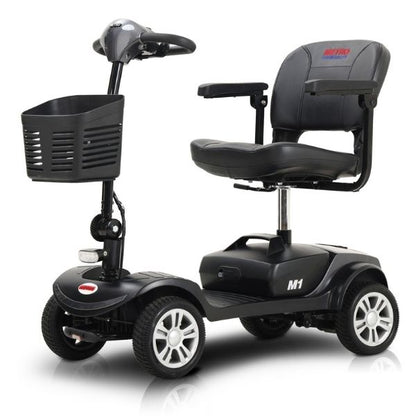Metro Mobility M1 Portable 4-Wheel Foldable Mobility Scooter - Long Distance, 300lbs Weight Capacity w/ Flat Free Tires