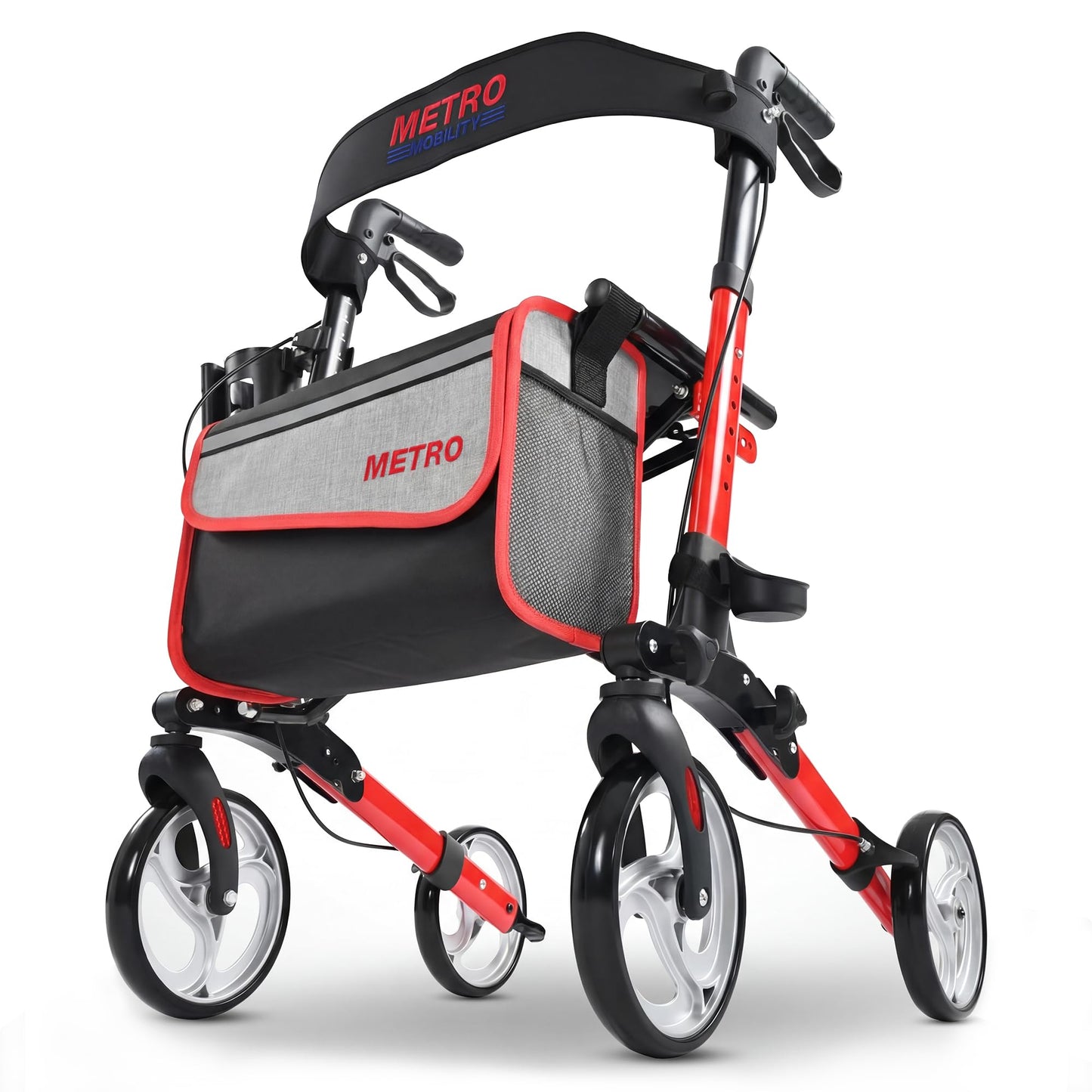 Metro Mobility – Foldable with Seat, 8" All-Terrain Wheels, Stable & Durable, 300 lb Capacity