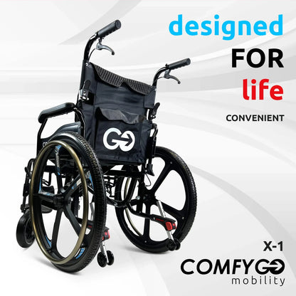 ComfyGo X-1 Manual Wheelchair Lightweight Folding with Quick-Detach Wheels For Easy Car Transport