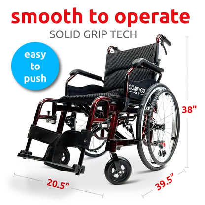 ComfyGo X-1 Manual Wheelchair Lightweight Folding with Quick-Detach Wheels For Easy Car Transport