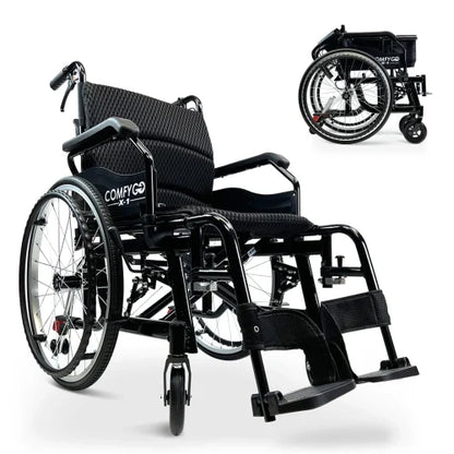 ComfyGo X-1 Manual Wheelchair Lightweight Folding with Quick-Detach Wheels For Easy Car Transport