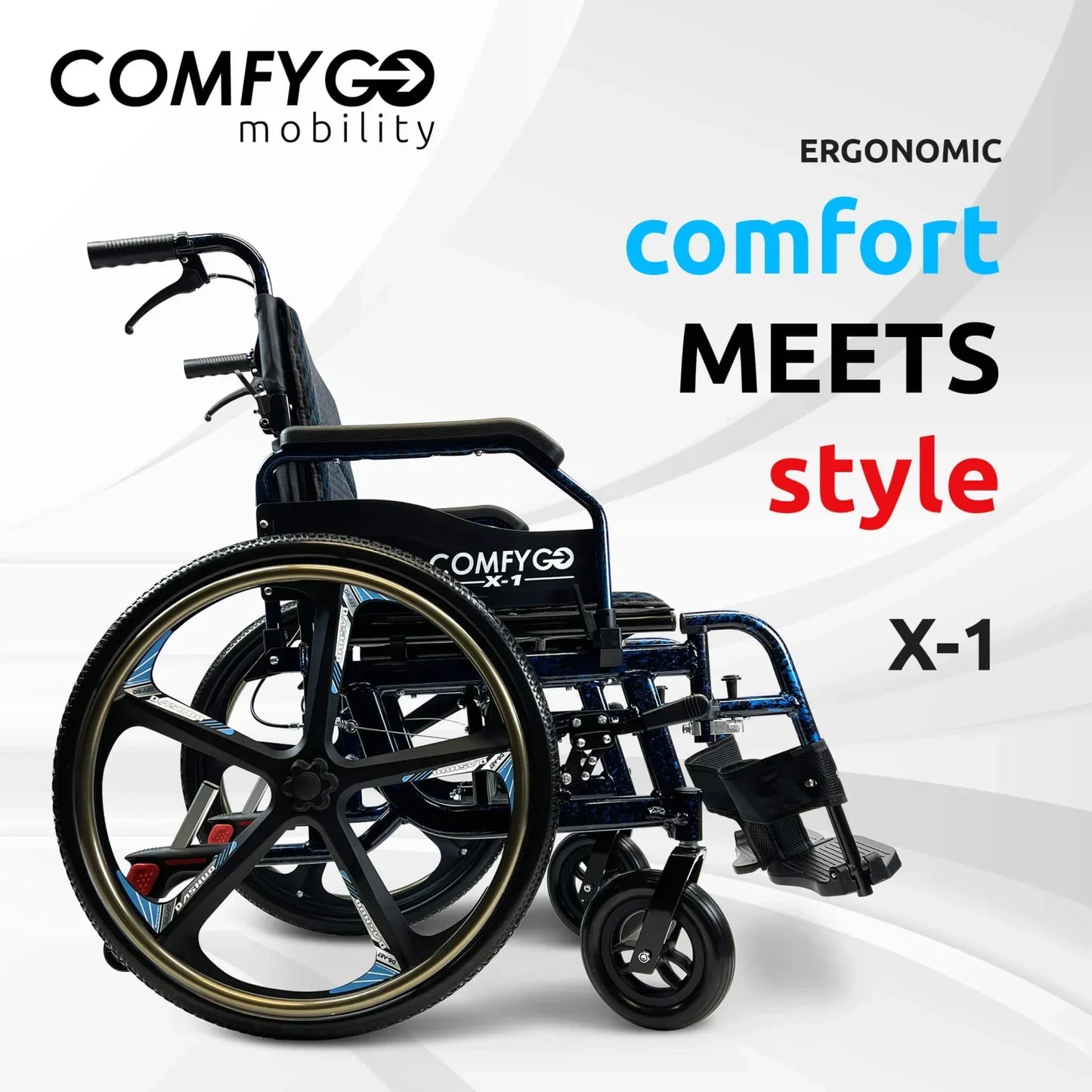 ComfyGo X-1 Manual Wheelchair Lightweight Folding with Quick-Detach Wheels For Easy Car Transport