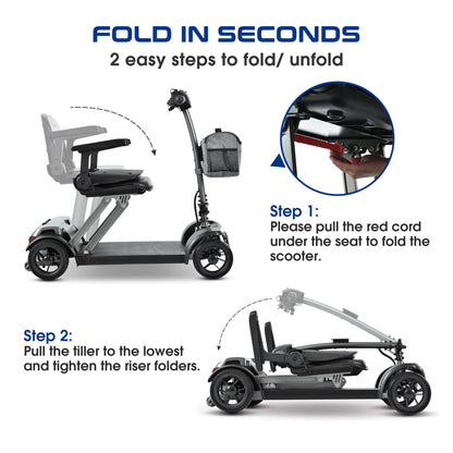 Metro Mobility Air Traveler 4-Wheel Lightweight Folding Mobility Scooter