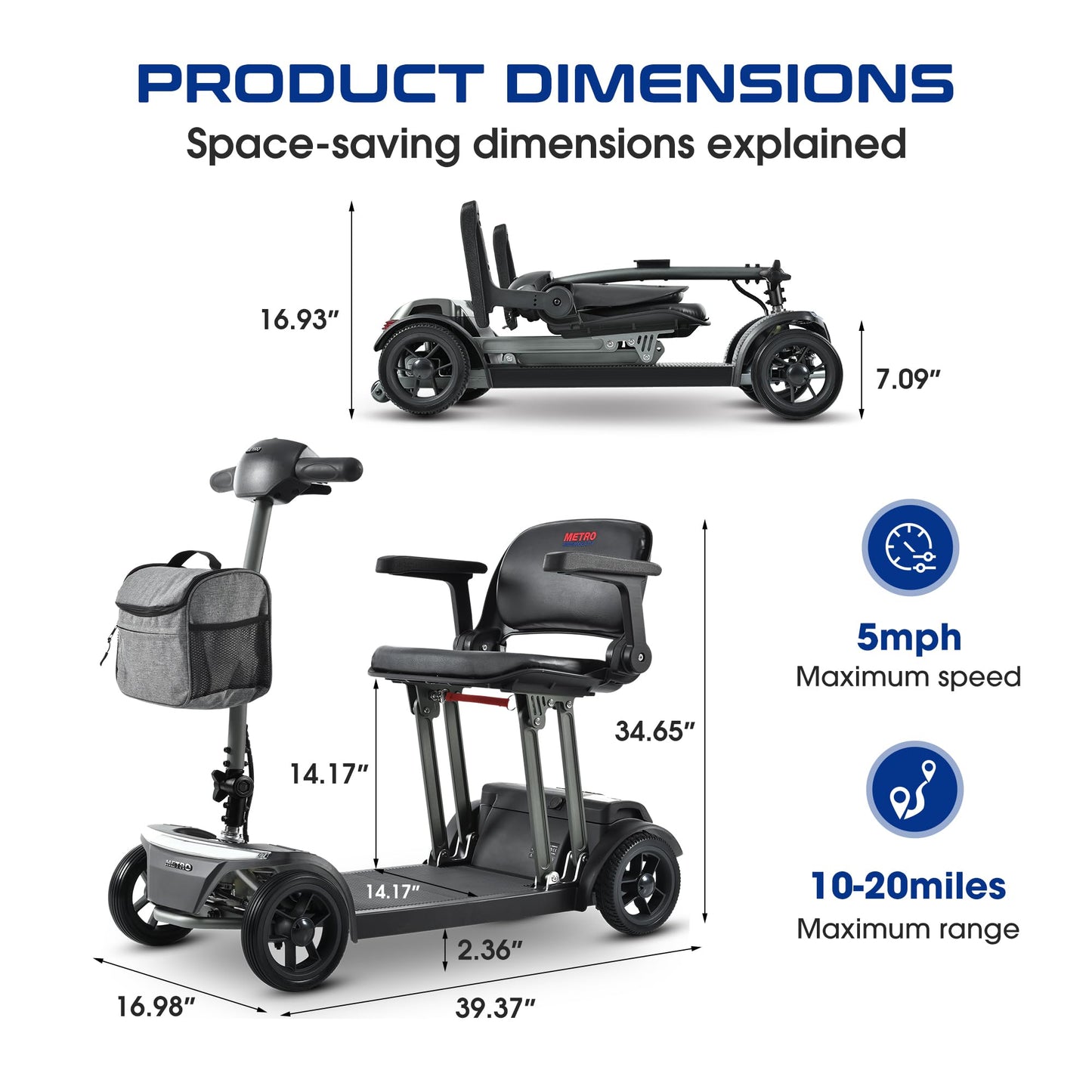 Metro Mobility Air Traveler 4-Wheel Lightweight Folding Mobility Scooter