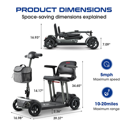 Metro Mobility Air Traveler 4-Wheel Lightweight Folding Mobility Scooter
