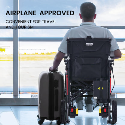 Metro Mobility iTravel Lite Folding Electric Wheelchair – Only 33lbs, TSA Approved with ElectroMagnetic Brakes
