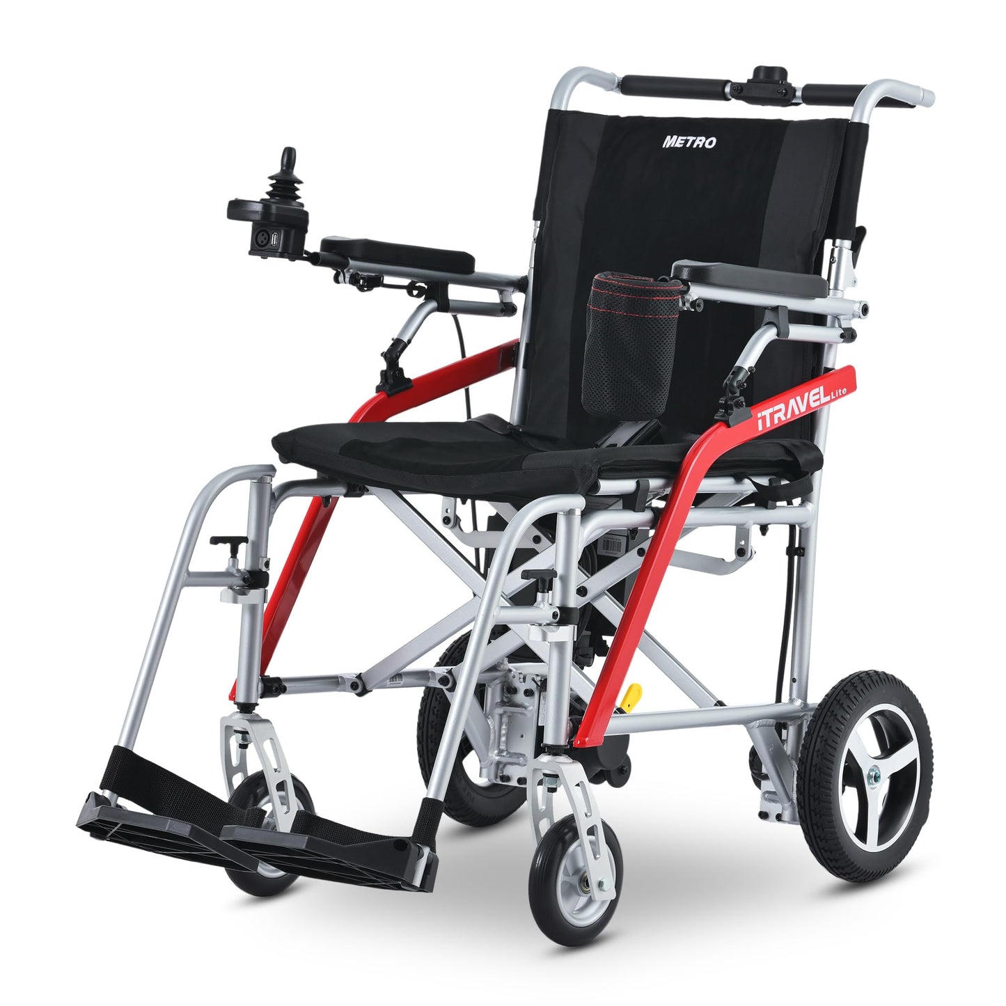 Metro Mobility iTravel Lite Folding Electric Wheelchair – Only 33lbs, TSA Approved with ElectroMagnetic Brakes